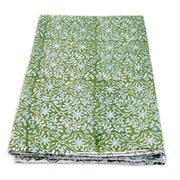 Green Color Hand Block Printed Cotton Fabric 10 yards